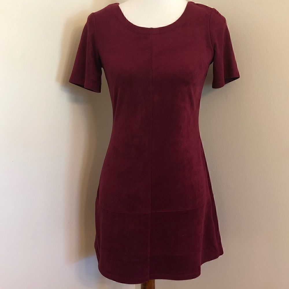 Paper Crane | Burgundy Faux Suede Mini Dress Sz S